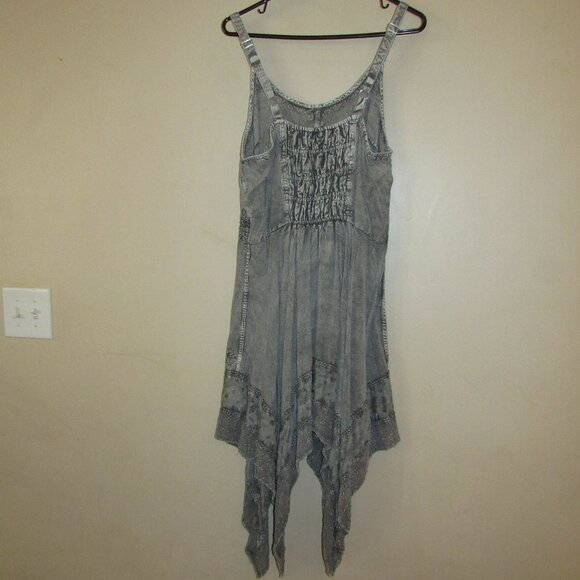My Choice Handkerchief Hem Tunic Dress Y2K Boho Fairy Embroidered Festival sz L - Picture 2 of 4